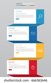 Business Info-graphic Template diagram with 4 steps multi-Color design, labels design, Vector info-graphic element, Flat style vector illustration EPS 10.