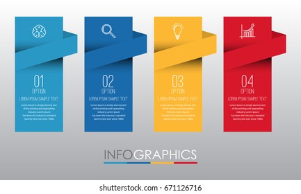 Business Info-graphic Template diagram with 4 steps multi-Color design, labels design, Vector info-graphic element, Flat style vector illustration EPS 10.