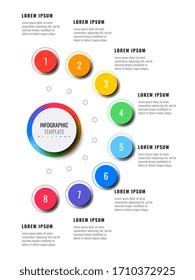business infographic template with eight round realistic elements on a white background. modern vector data visualisation with textboxes. easy to edit and customize. eps10