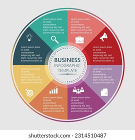 Business Infographic Template, Eight Steps Work Process Circle, Advertising Pie Chart Diagram Presentation