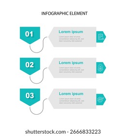 Geschäftsinfographisches Vorlagenelement mit 3-stufiger Anreise. Workflow-Layout, Präsentationsdaten, Informationsgrafik, Planungsmanagement