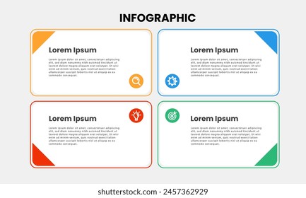 Business infographic template. Infographic element design with 4 steps, options and sections. Vector illustration