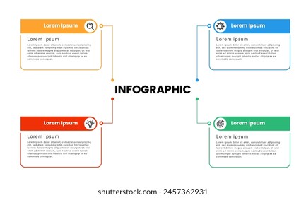 Business infographic template. Infographic element design with 4 steps, options and sections. Vector illustration