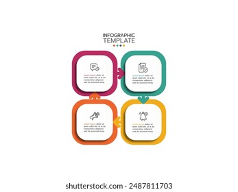 Business infographic template or element as a vector on white background with colorful label and icons, for slide and presentation, minimal, simple or modern style, timeline, layer, pie.