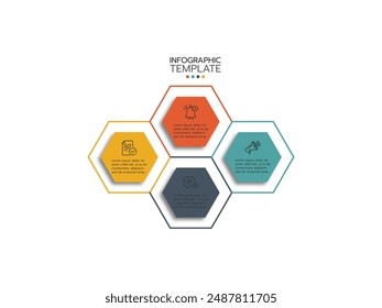 Business infographic template or element as a vector on white background with colorful label and icons, for slide and presentation, minimal, simple or modern style, timeline, layer, pie.