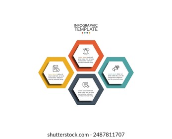 Business infographic template or element as a vector on white background with colorful label and icons, for slide and presentation, minimal, simple or modern style, timeline, layer, pie.