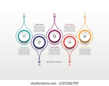 fondo de elementos de plantilla de infografía de negocios con 5 pasos