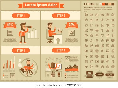 Business infographic template and elements. The template includes illustrations of hipster men and huge awesome set of thin line icons. Modern minimalistic flat vector design.