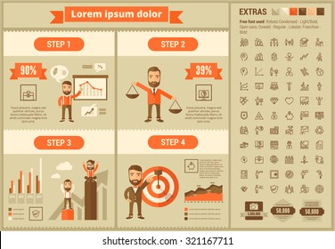 Business infographic template and elements. The template includes illustrations of hipster men and huge awesome set of thin line icons. Modern minimalistic flat vector design.