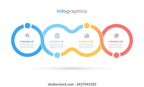 Business infographic template: Embrace the fluidity of interconnected circles with 4 steps and options. Vector illustration.