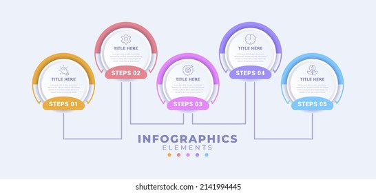 Business infographic template with five options or process