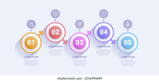 Plantilla de infografía empresarial con cinco opciones o proceso