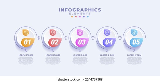 Business infographic template with five options