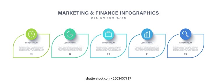Business infographic template with five steps or options