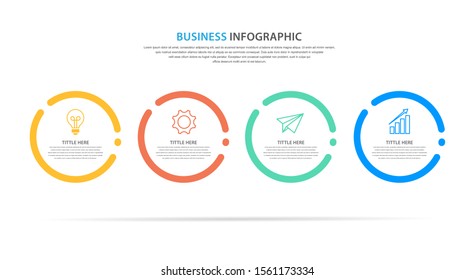 business infographic template, flat design with icon and 4 option or step, vector eps 10