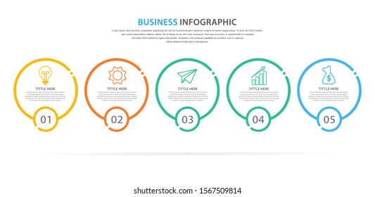business infographic template, flat design concept with 5 option or step, vector eps 10