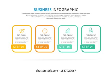 business infographic template, flat design concept with 4 option or step, vector eps 10