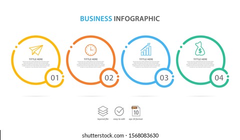 business infographic template, flat design concept with 4 option or step, vector eps 10