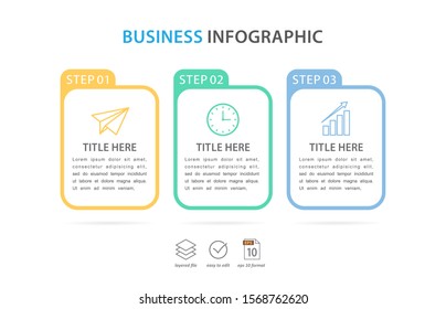 business infographic template, flat design concept with 3 option or step, vector eps 10