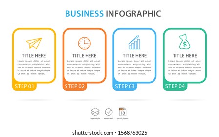 business infographic template, flat design concept with 4 option or step, vector eps 10