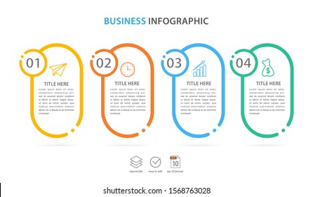 business infographic template, flat design concept with 4 option or step, vector eps 10