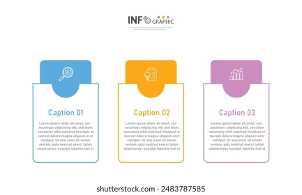 Plantilla de infografía de negocios, diagrama de flujo con 3 opciones, Plan estratégico para definir el valor de la empresa, programación de gestión de proyectos para crear hechos y estadísticas.