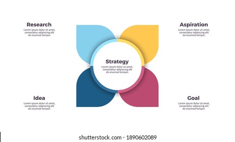 Business infographic template. Flower chart with 4 steps, sections, options. Vector chart.