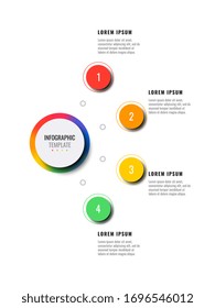business infographic template with four round realistic elements on a white background. modern vector data visualisation with textboxes. easy to edit and customize. eps10
