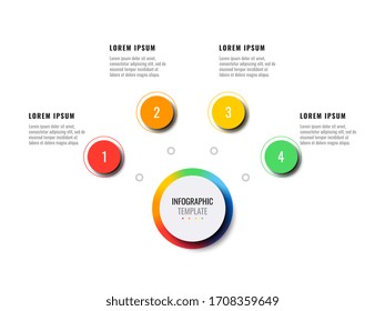business infographic template with four round realistic elements on a white background. modern vector data visualisation with textboxes. easy to edit and customize. eps10