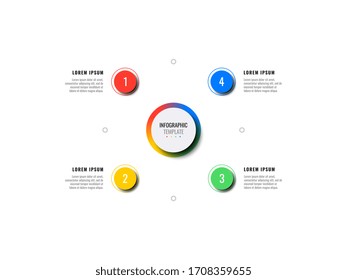 business infographic template with four round realistic elements on a white background. modern vector data visualisation with textboxes. easy to edit and customize. eps10