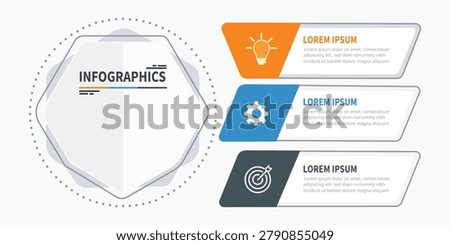 Business infographic template with geometric sections process steps information layout and presentation design for corporate reports marketing and data visualization