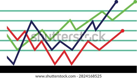Business infographic template with horizontal bar charts and candlestick stock graph. Modern data visualization vector for financial reports, market analysis, and statistical presentations.