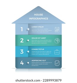 Business infographic template with house divided on four elements with place for text and icons, vector eps10 illustration