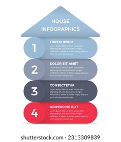 Business infographic template with house divided on four elements with place for text, vector eps10 illustration