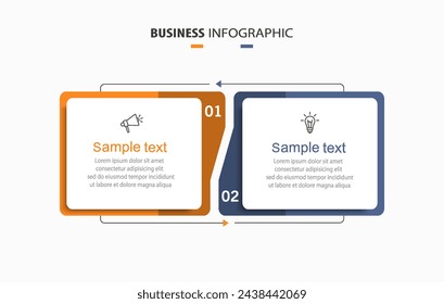 Business infographic template with icons and 2 options or steps