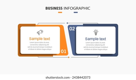 Business infographic template with icons and 2 options or steps