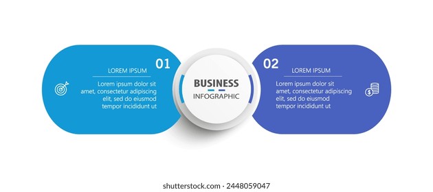 Business infographic template with icons and 2 options or steps	