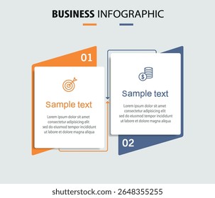Business infographic template with icons and 2 options or steps