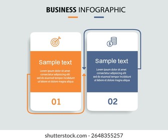 Business infographic template with icons and 2 options or steps