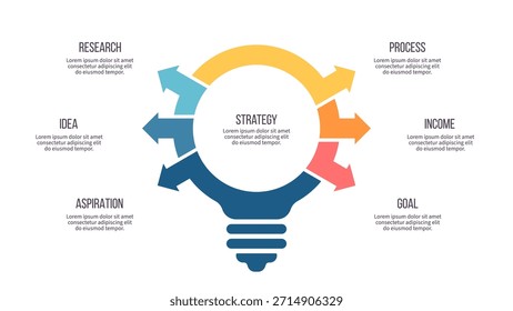 Business infographic template. Idea chart with 6 options, steps. Vector chart.