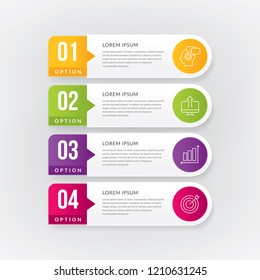 Business infographic template. Infographics design element, workflow, layout, diagram, annual report. Infographic with 4 options, steps or process