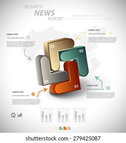 Business infographic template for interactive data communication