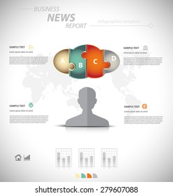 Business infographic template for interactive data communication