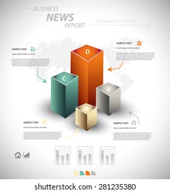 Business infographic template for interactive data communication
