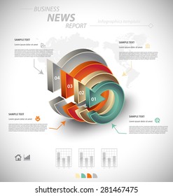 Business infographic template for interactive data communication