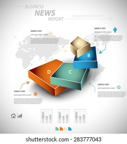 Business infographic template for interactive data communication