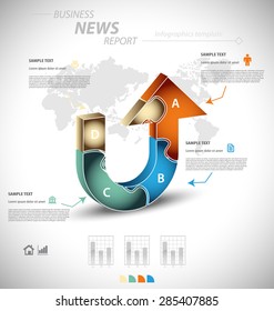 Business infographic template for interactive data communication
