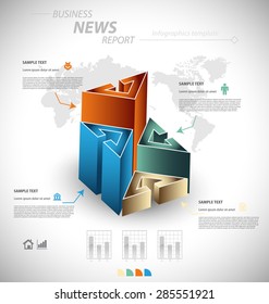 Business infographic template for interactive data communication