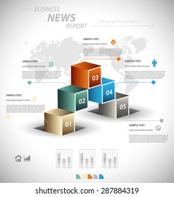 Business infographic template for interactive data communication