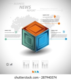 Business infographic template for interactive data communication